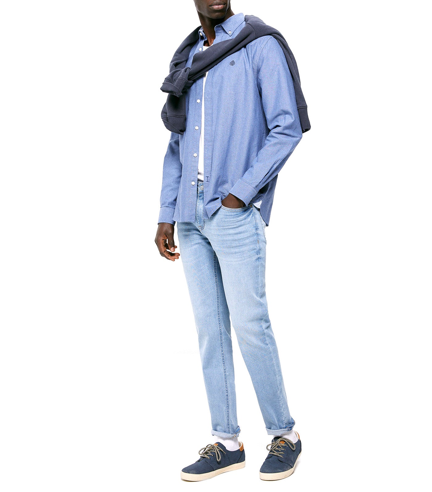 Medium-Light Wash Skinny Jeans Blue