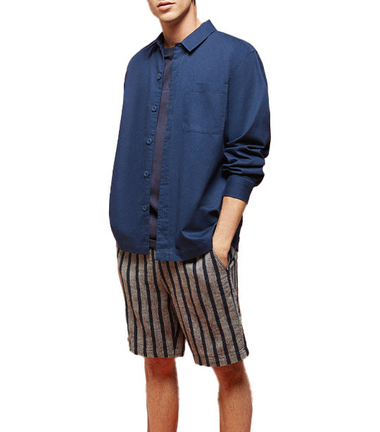 Linen Overshirt Dark Blue