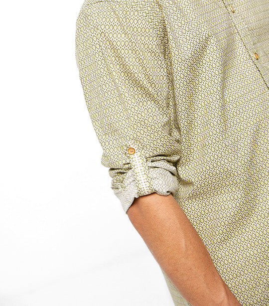Textured Shirt With Mandarin Collar Dark Khaki