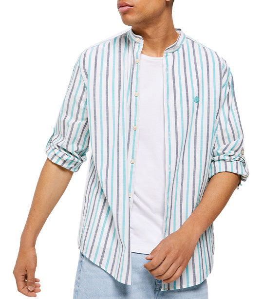 Light Mandarin Shirt Multi Stripe