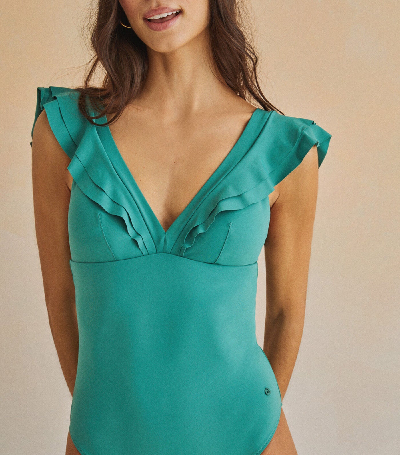 Ruffle Shaping Swimsuit Green