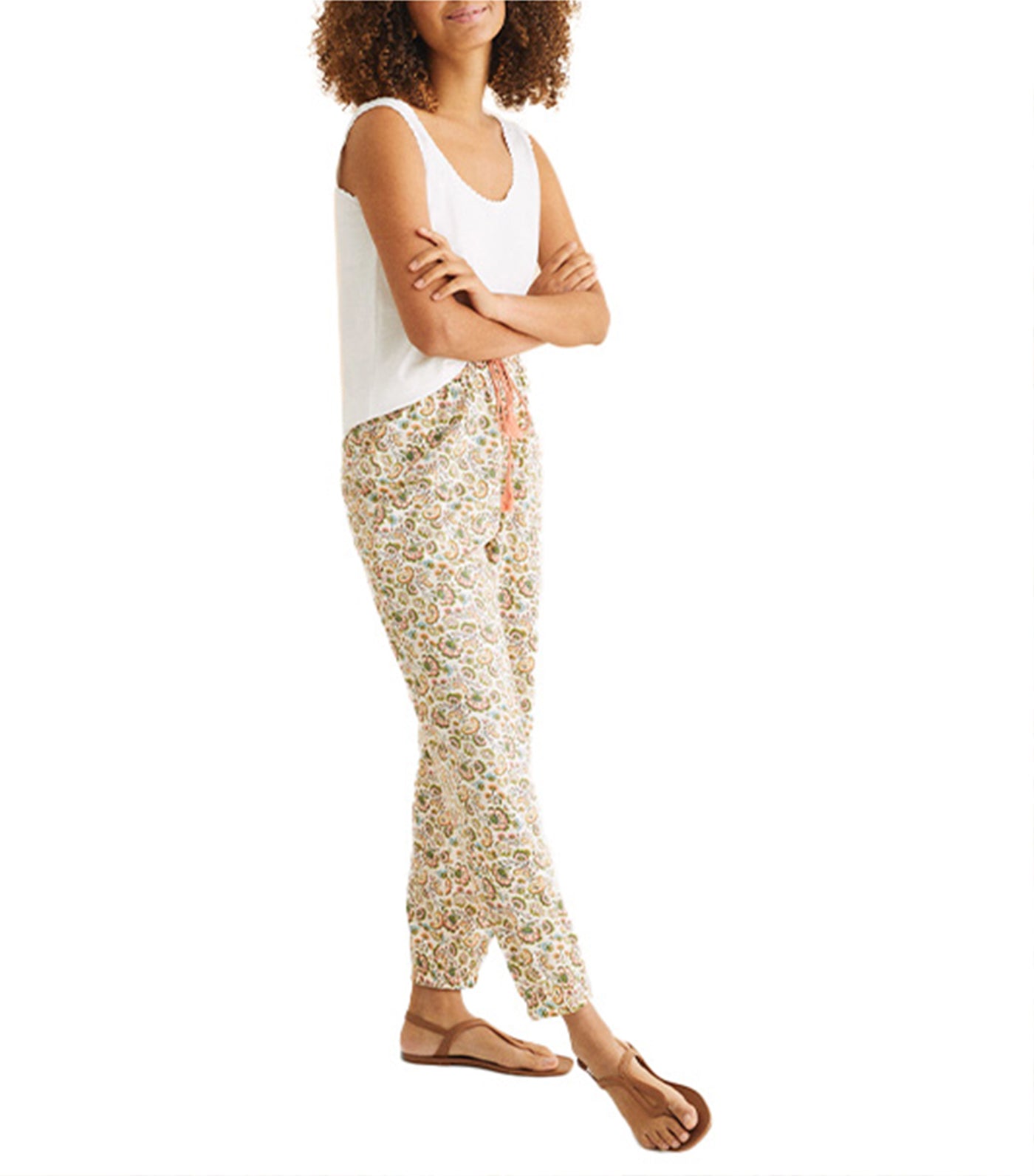 Long Printed Baggy Trousers Green