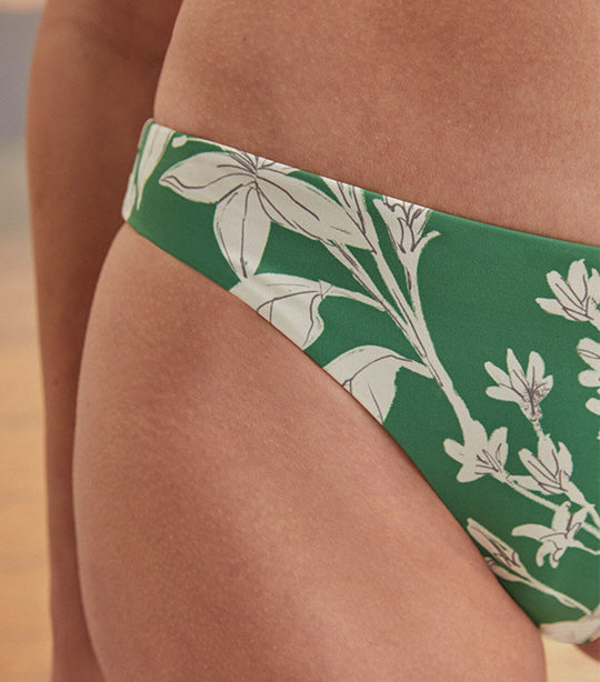 Floral High Waist Bikini Bottoms Green