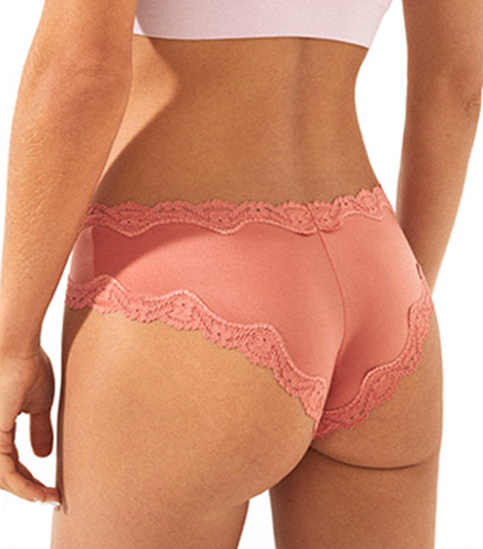 Lace and Microfiber Wide Side Brazilian Panty Orange