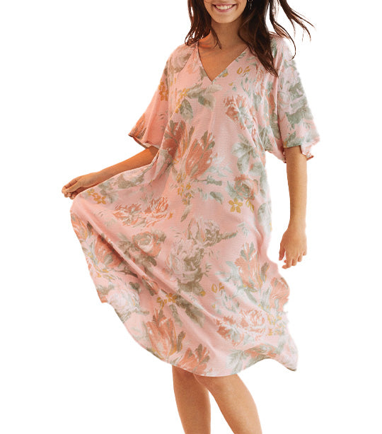 Long Printed Nightgown Pink