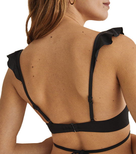 Flounced Super Push-Up Bikini Top Black