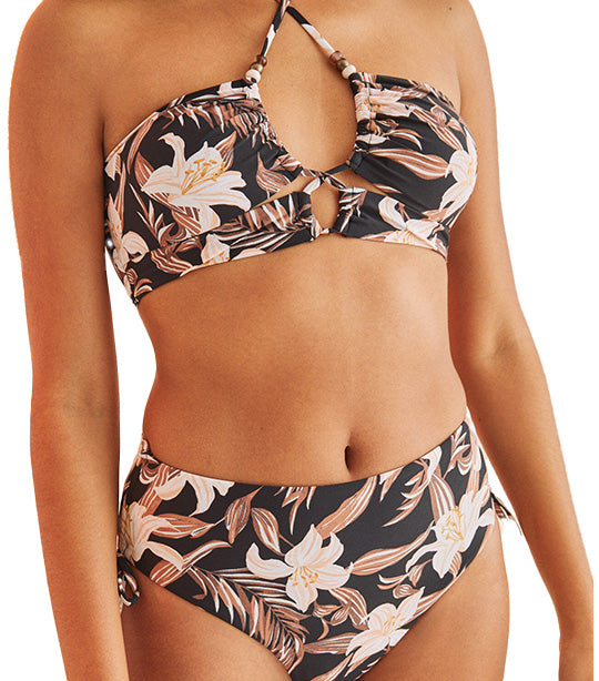 Printed Wide Bikini Bottoms Brown