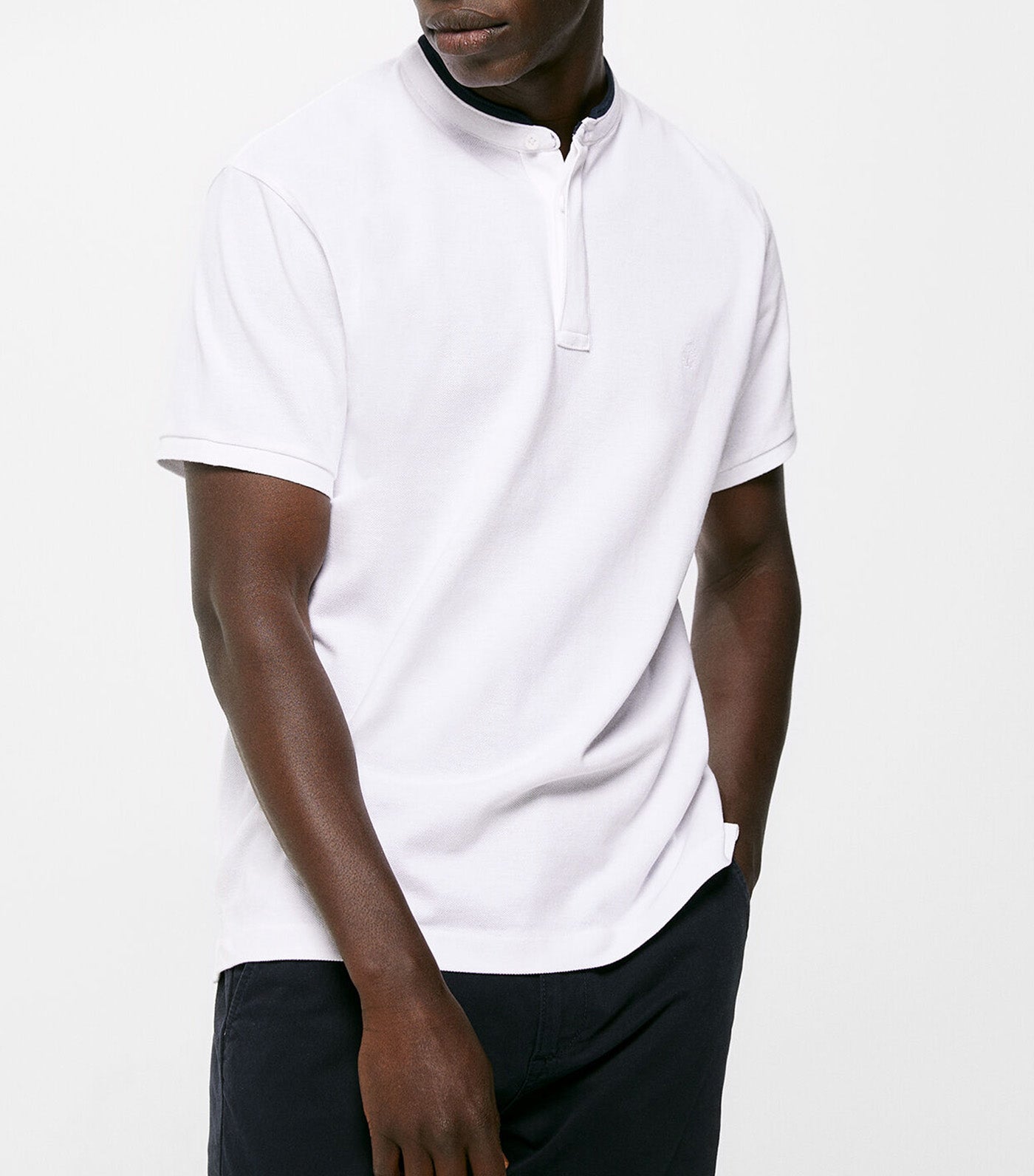Slim Mandarin Polo Shirt White