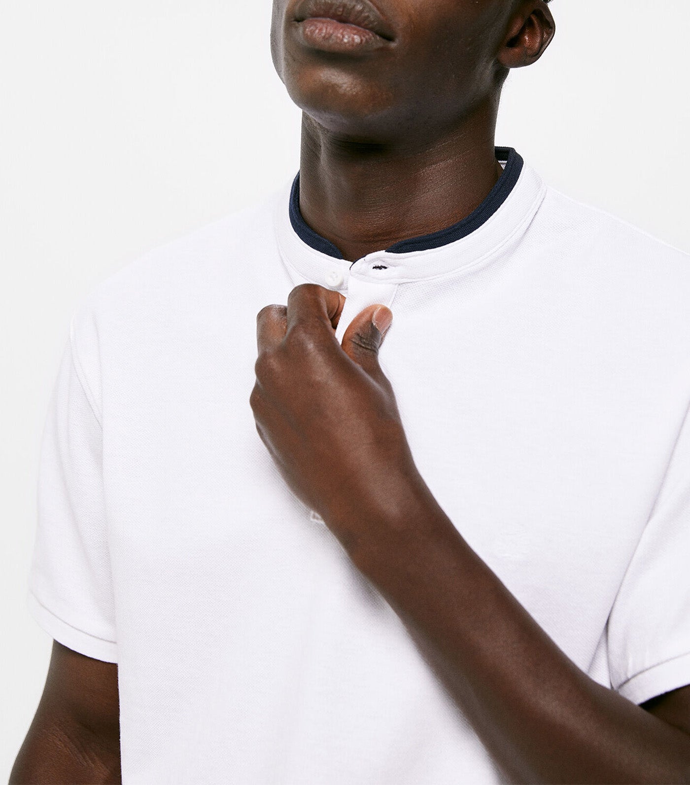 Slim Mandarin Polo Shirt White