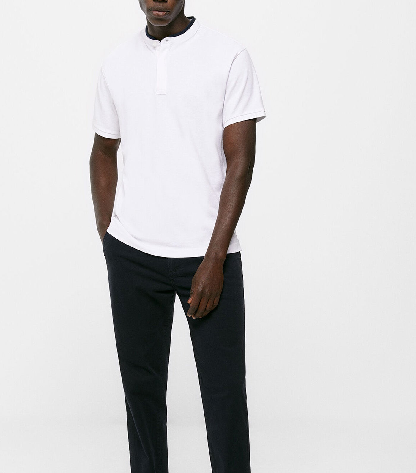 Slim Mandarin Polo Shirt White