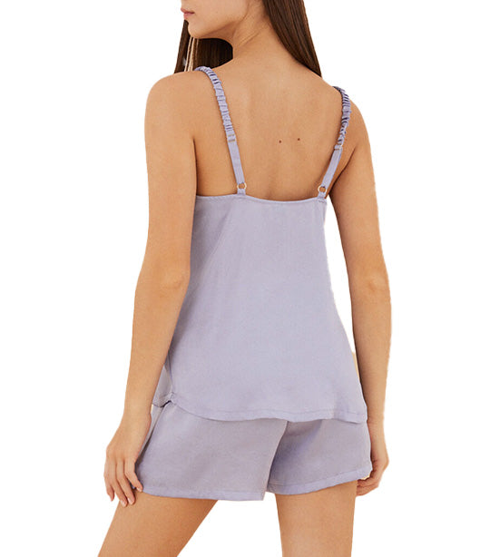 Short Satin Pajamas Purple