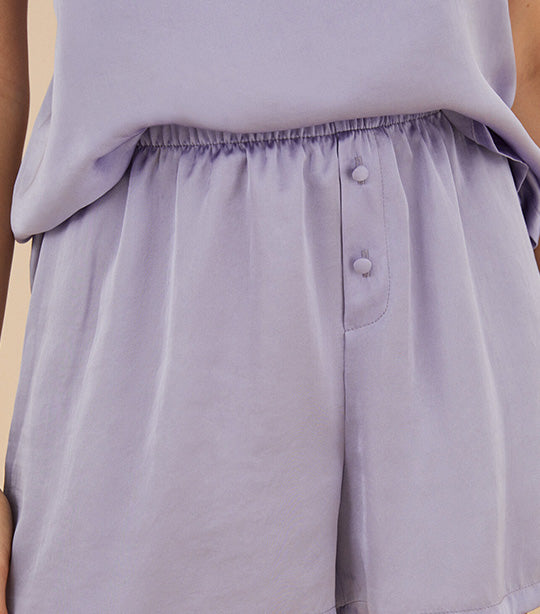 Short Satin Pajamas Purple