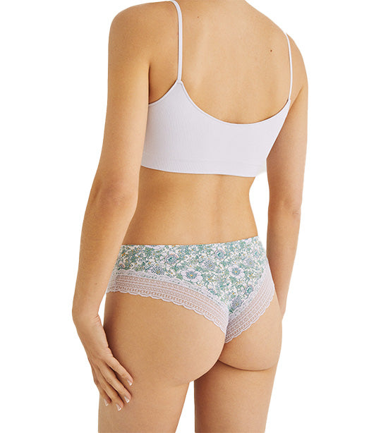 Floral Lace Wide Side Brazilian Panty Multi