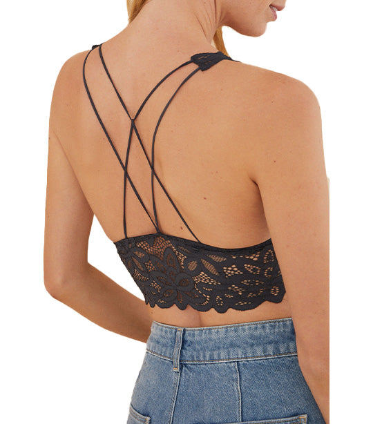 Halter Lace Bralette Gray