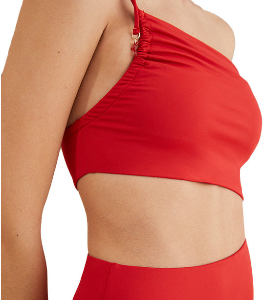Asymmetric Trikini Red