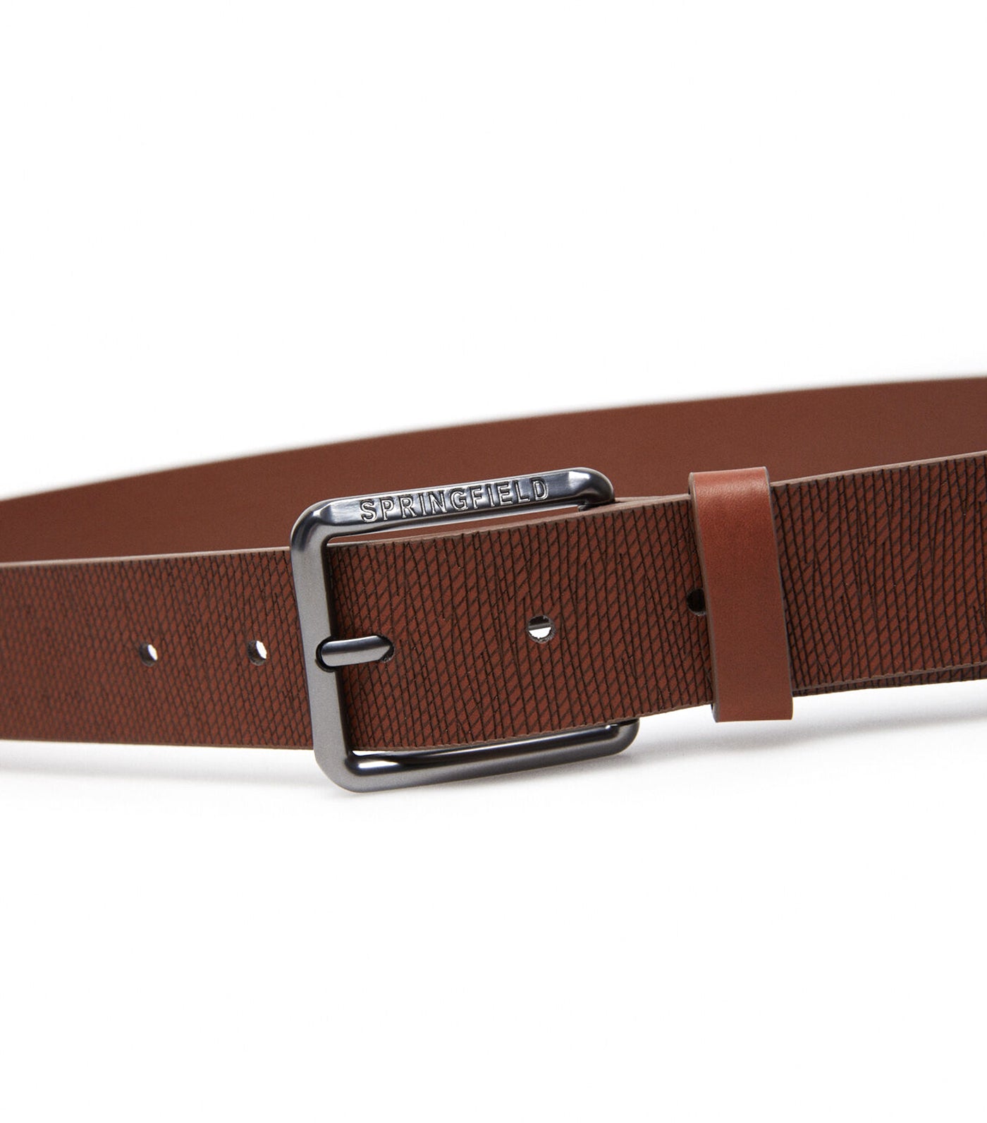Textured Leather Effect Belt Tan