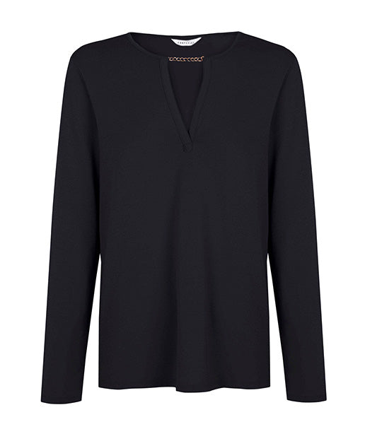 Appliqué Top with Chain Black