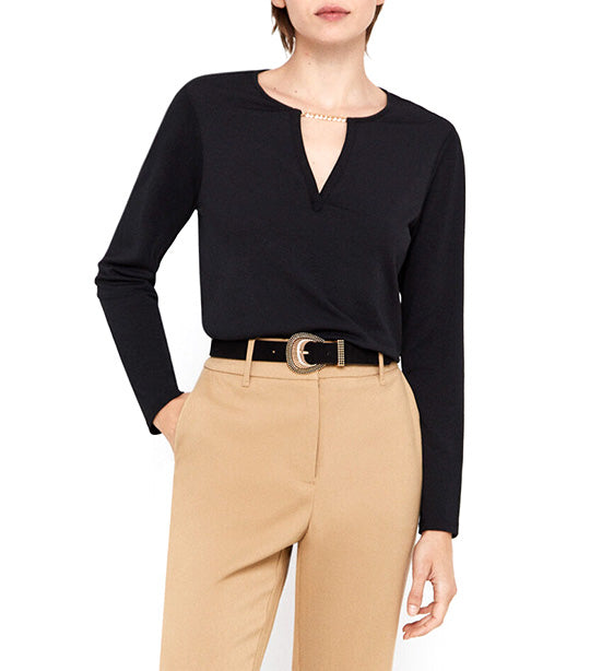 Appliqué Top with Chain Black