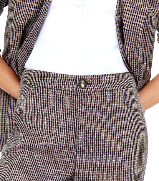 Checked Flared Trousers Purple