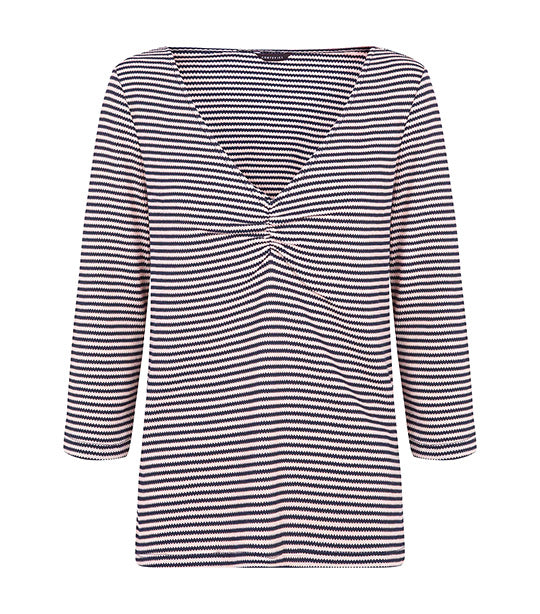 Striped Top with Ruched Detail Navy