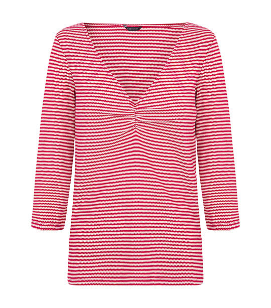 Striped Top with Ruched Detail Wine