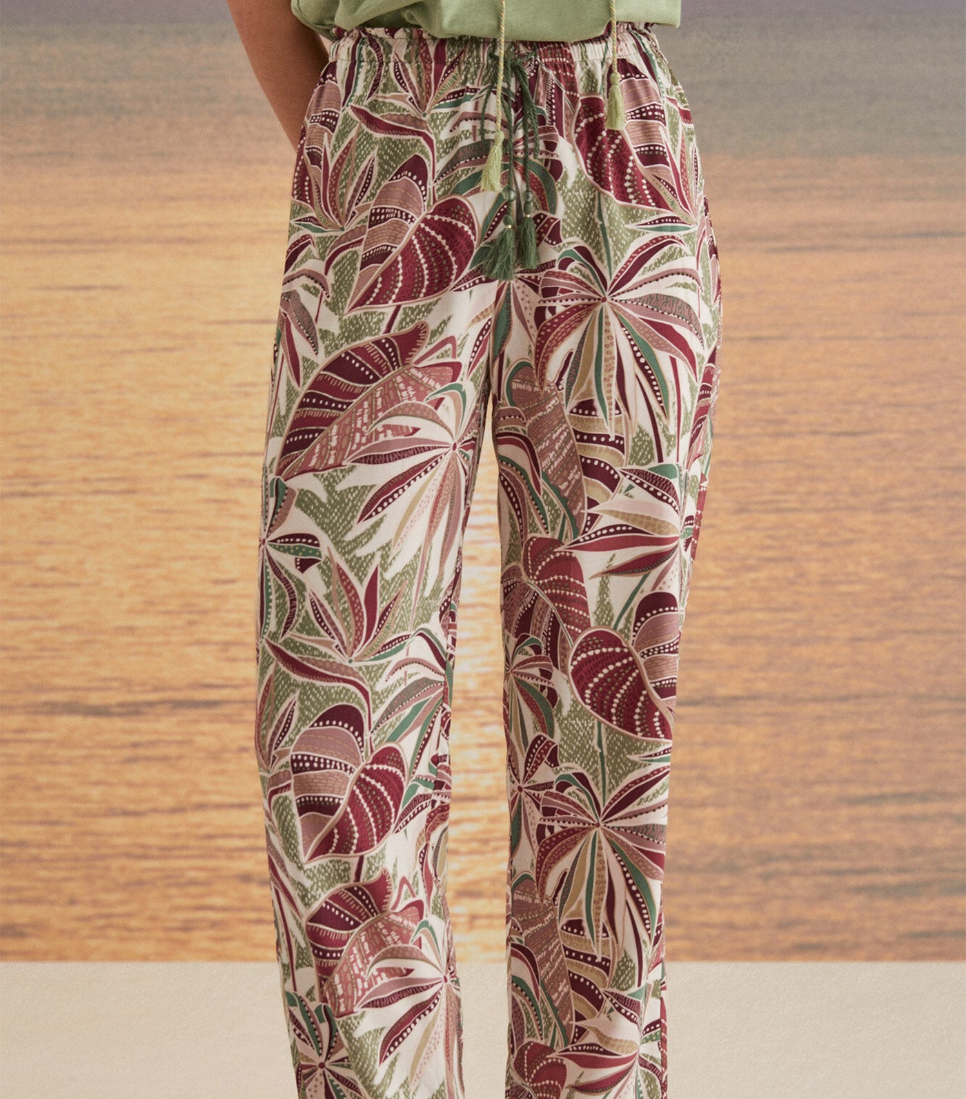 Long Tropical Print Bottoms Multi
