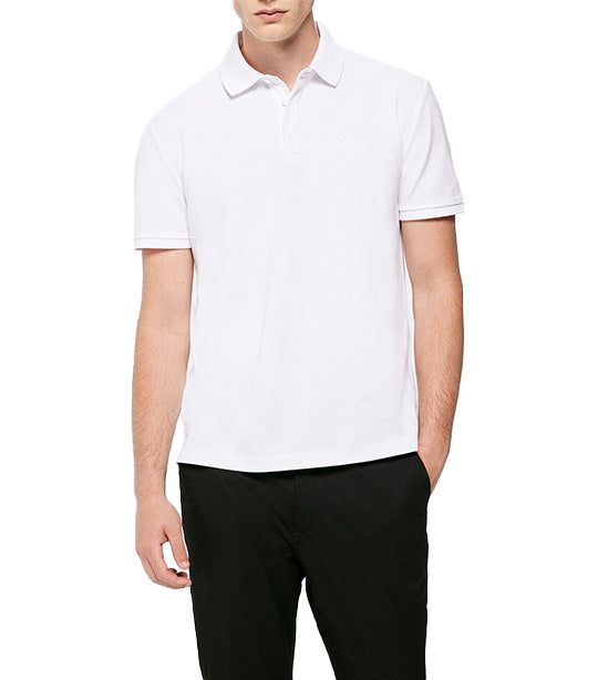 Slim Piqué Polo Shirt With Hidden Placket White