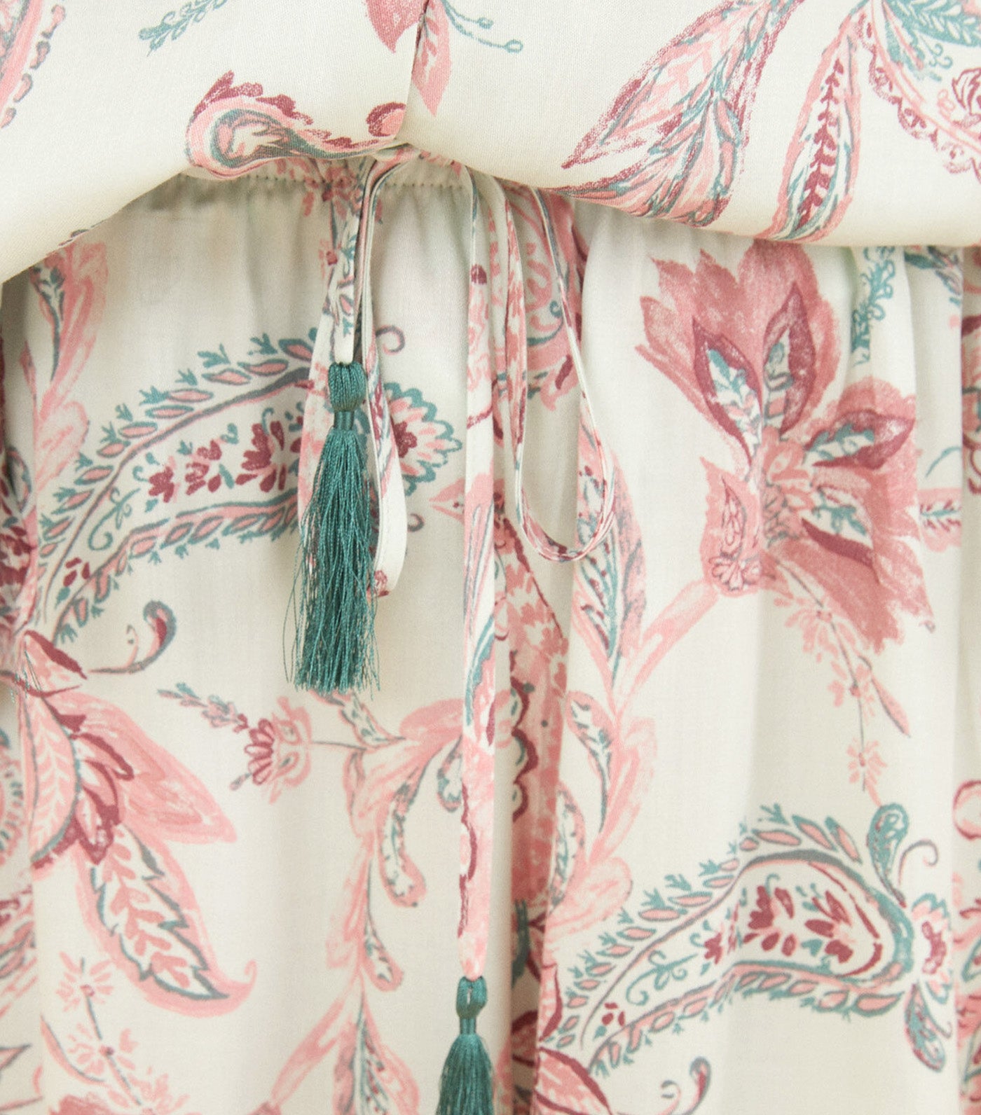 Paisley Pajamas Short Sleeve Ruffle Capri Pants