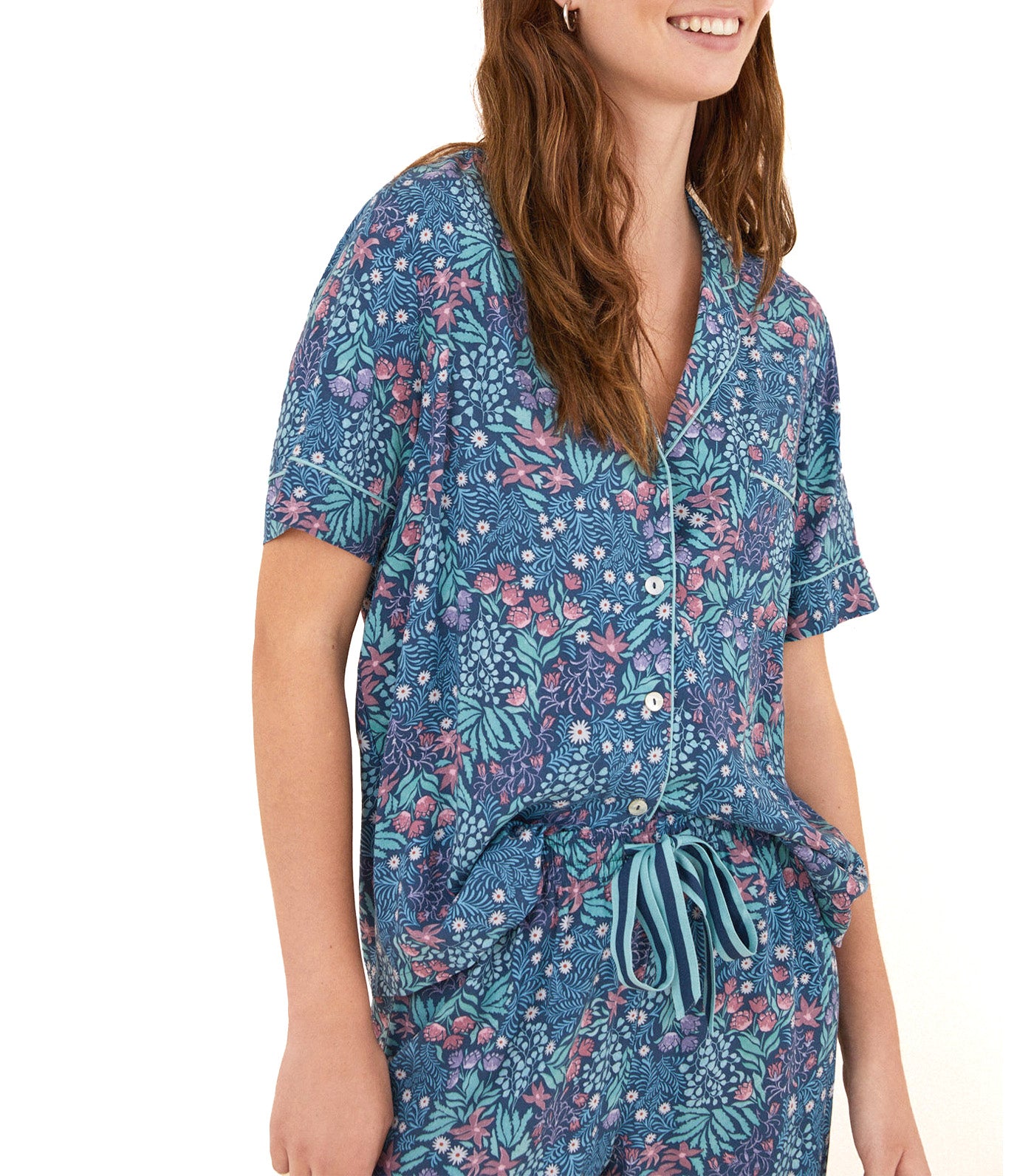 Moniquilla Printed Capri Shirt Pajamas Multicolor