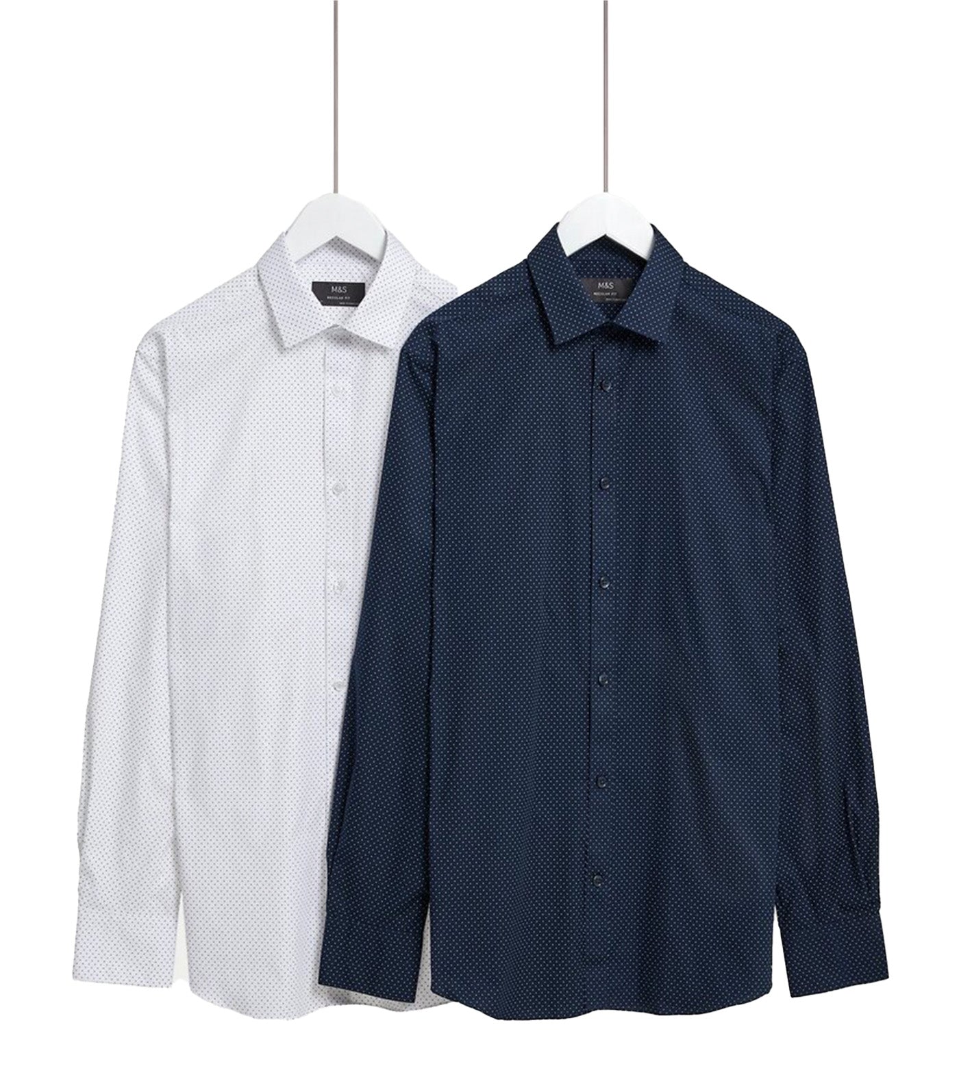 2 Pack Regular Fit Easy Iron Long Sleeve Shirts Navy Mix