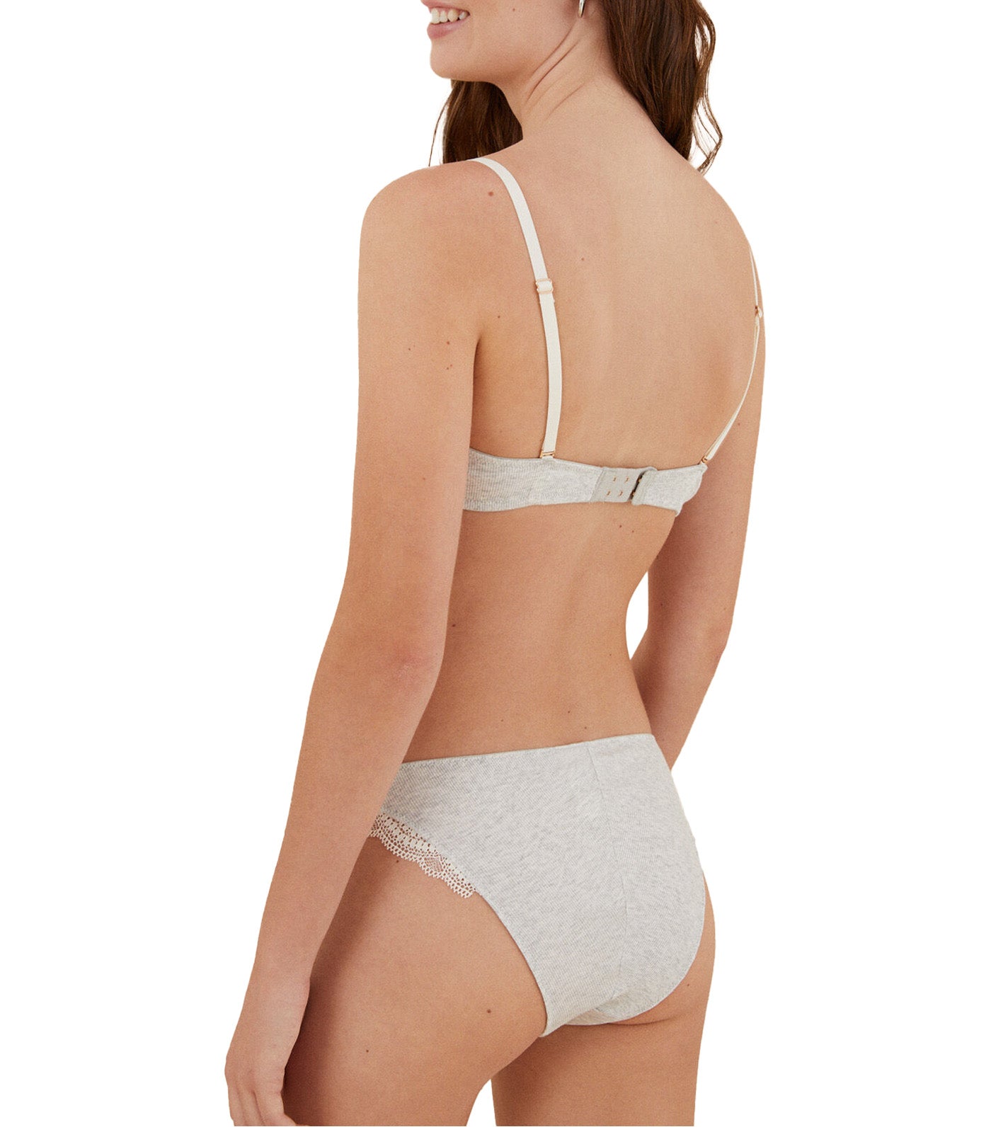 PRETTY Gray Cotton Balconette Bra