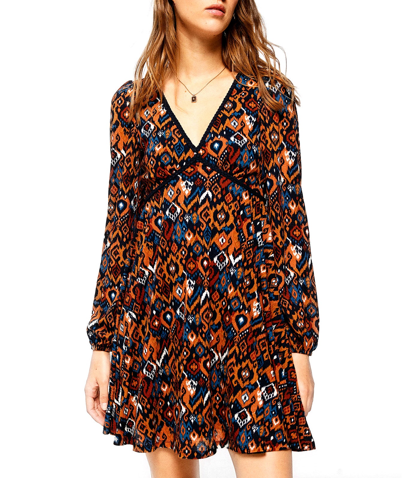 Short Ethnic Print Dress Multi