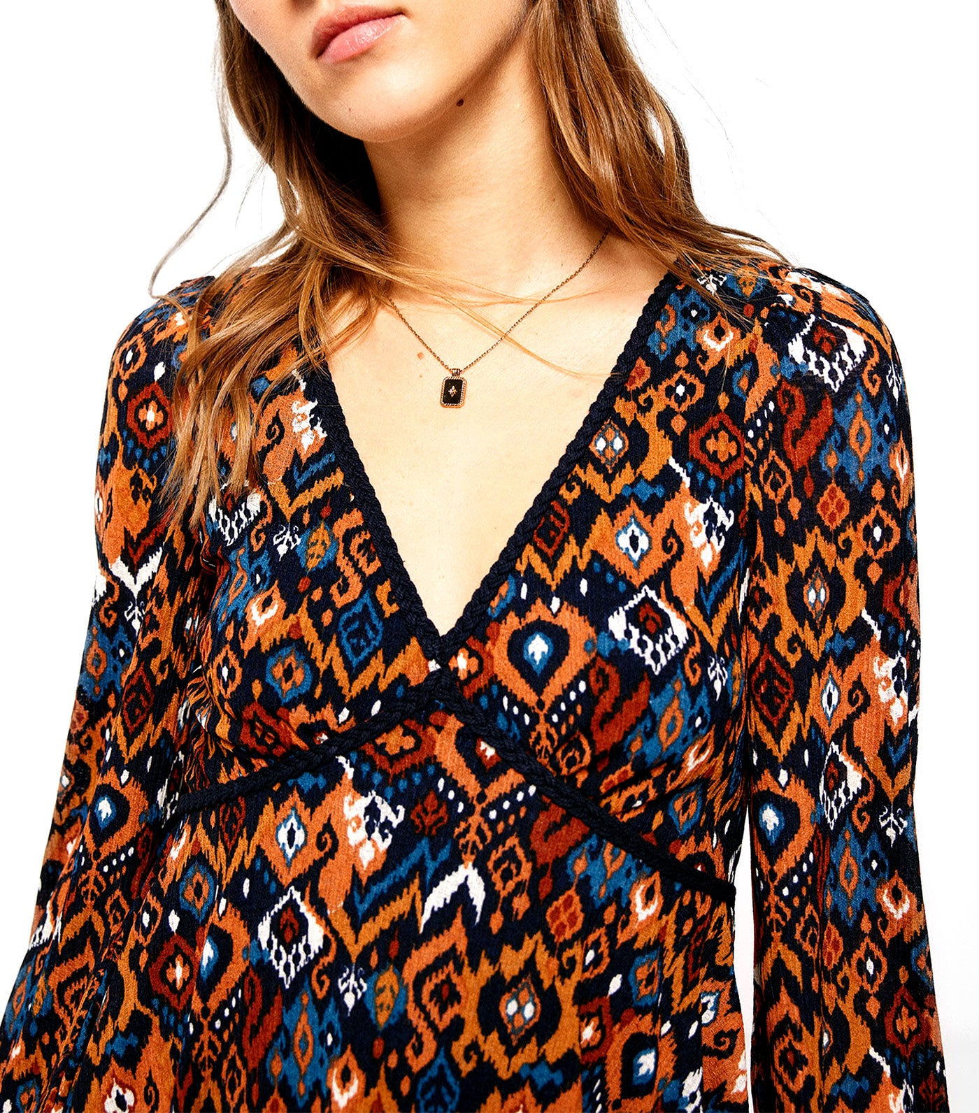 Short Ethnic Print Dress Multi