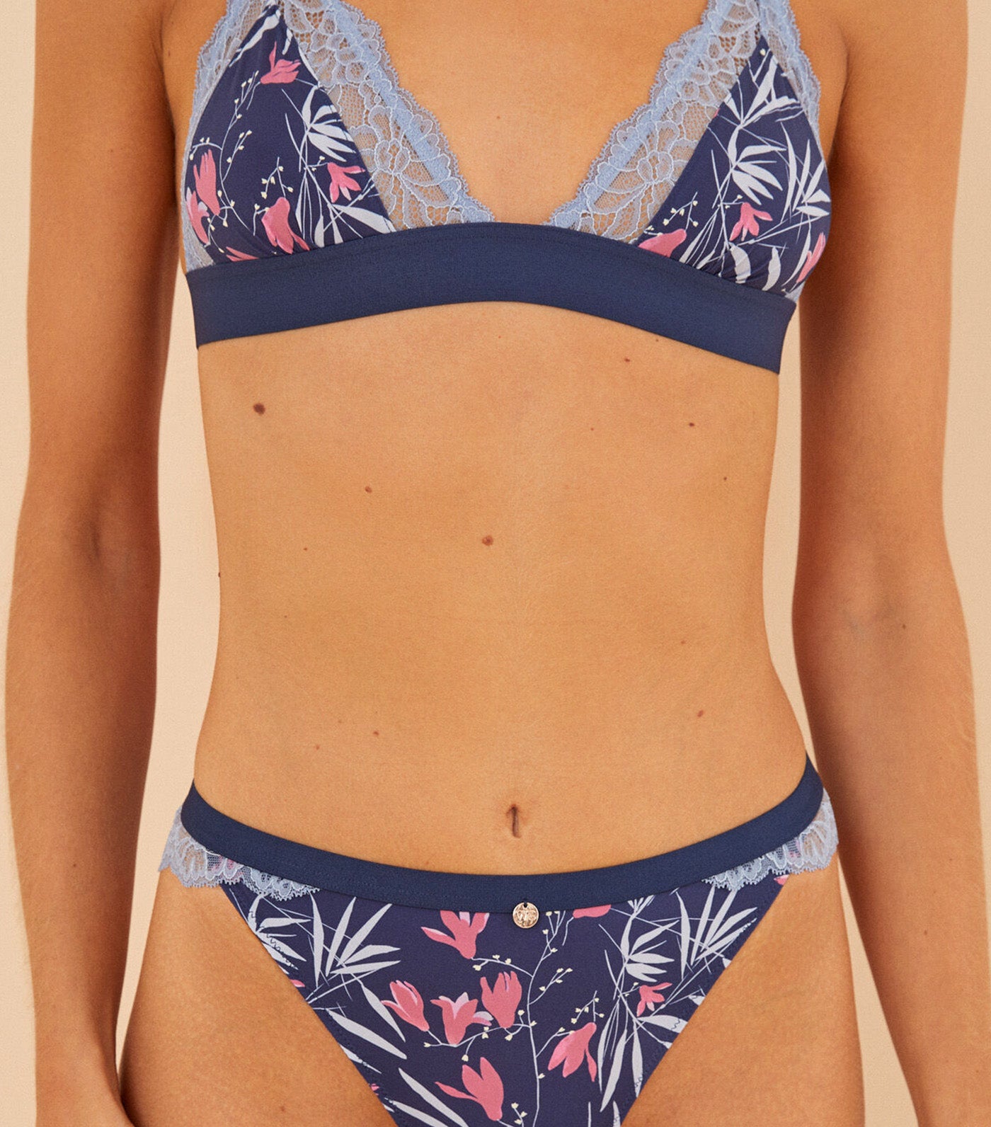 Floral Brazilian Panty Blue