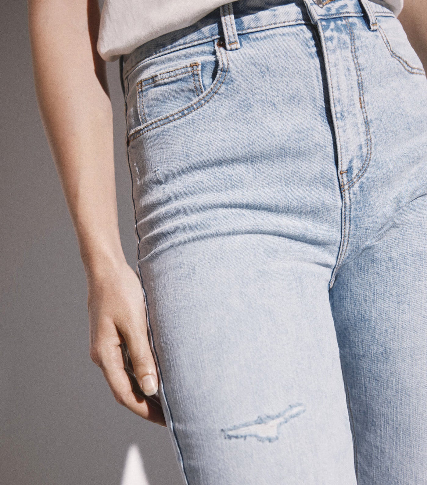 Sustainable Washed Straight Jeans Blue