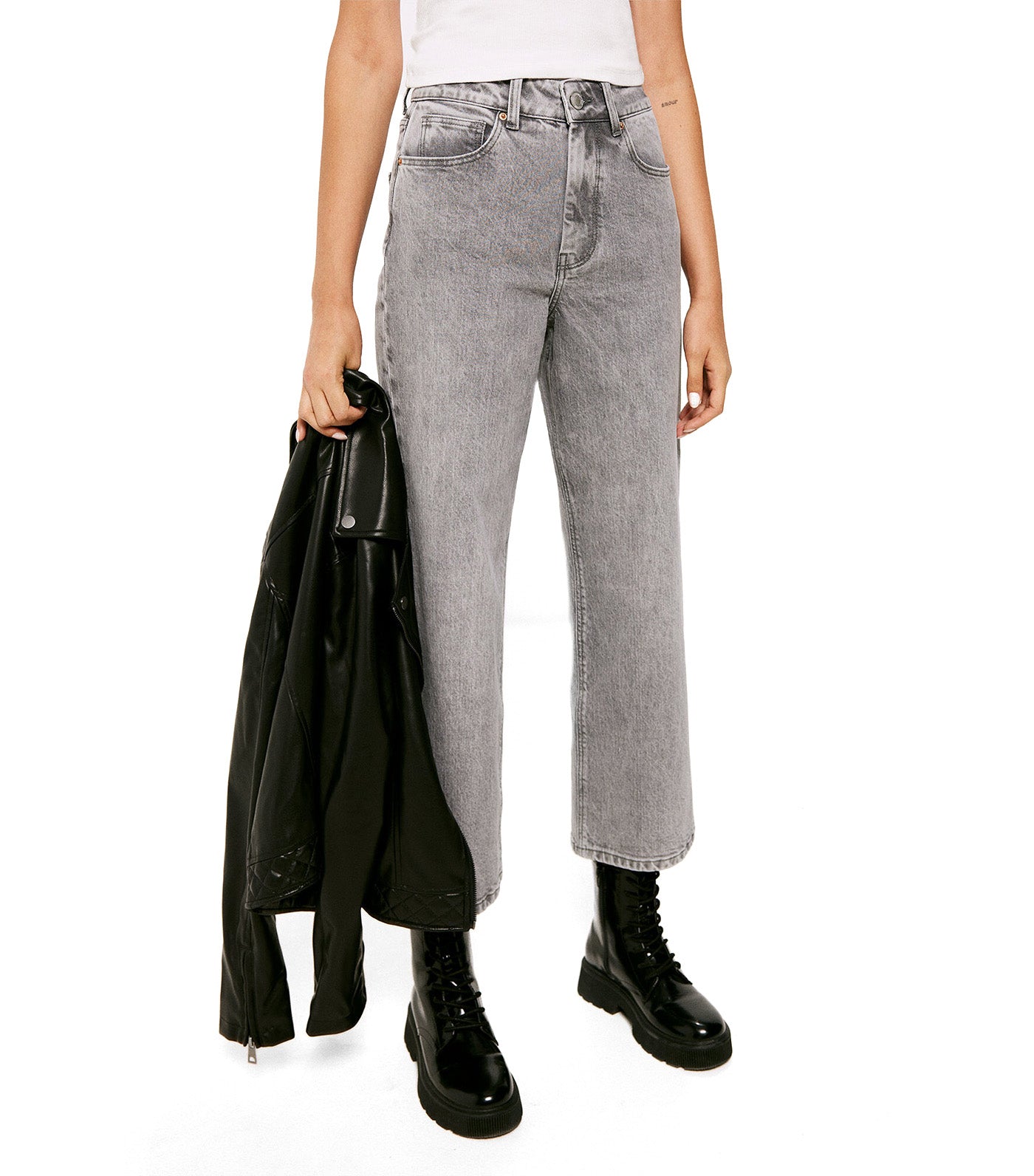 Sustainable Wash Culotte Jeans Gray