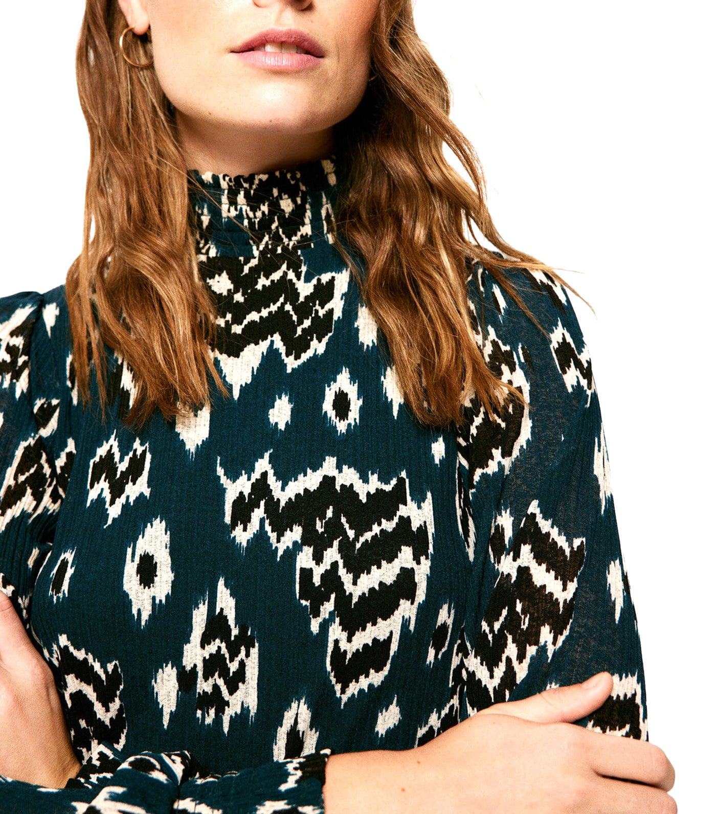 Short Printed Dress With Bow Waist Green