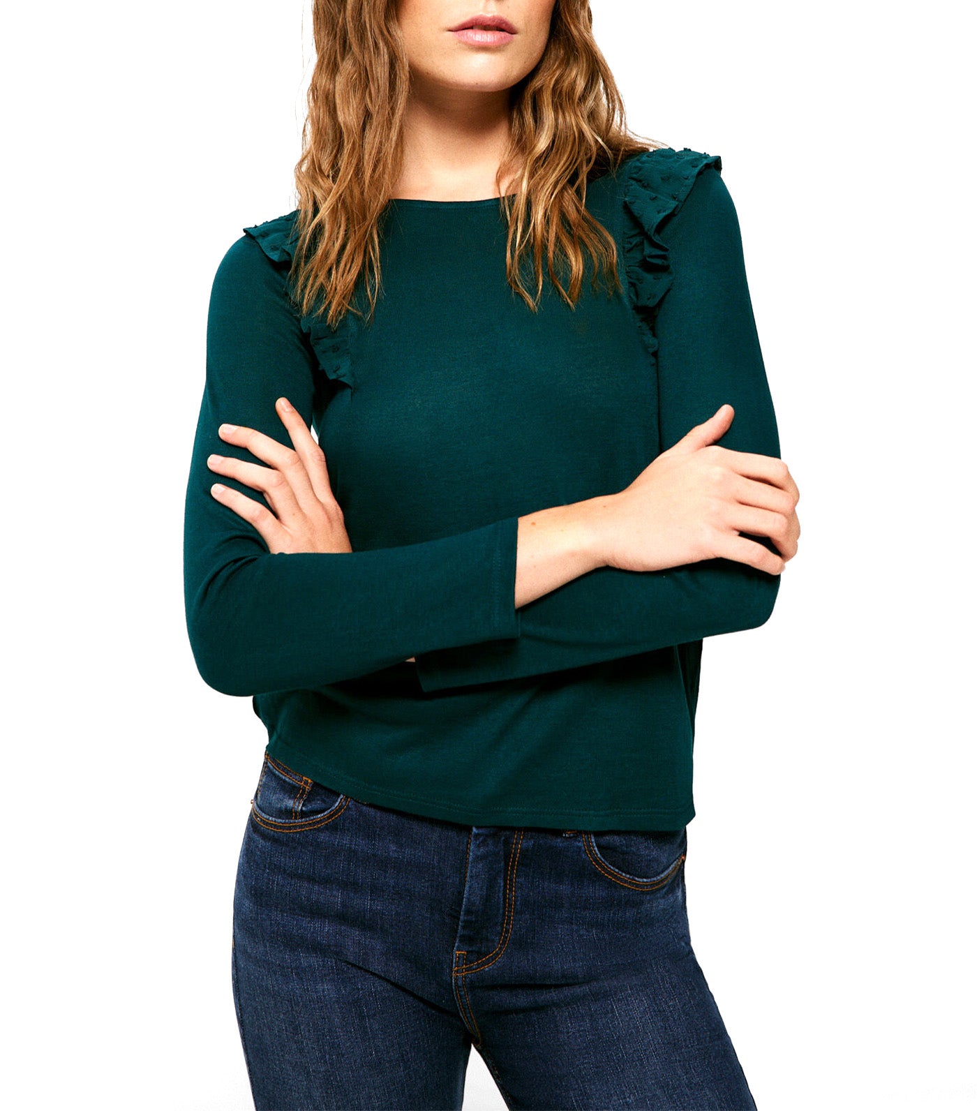 Plumeti Ruffle Shoulder T-Shirt Green