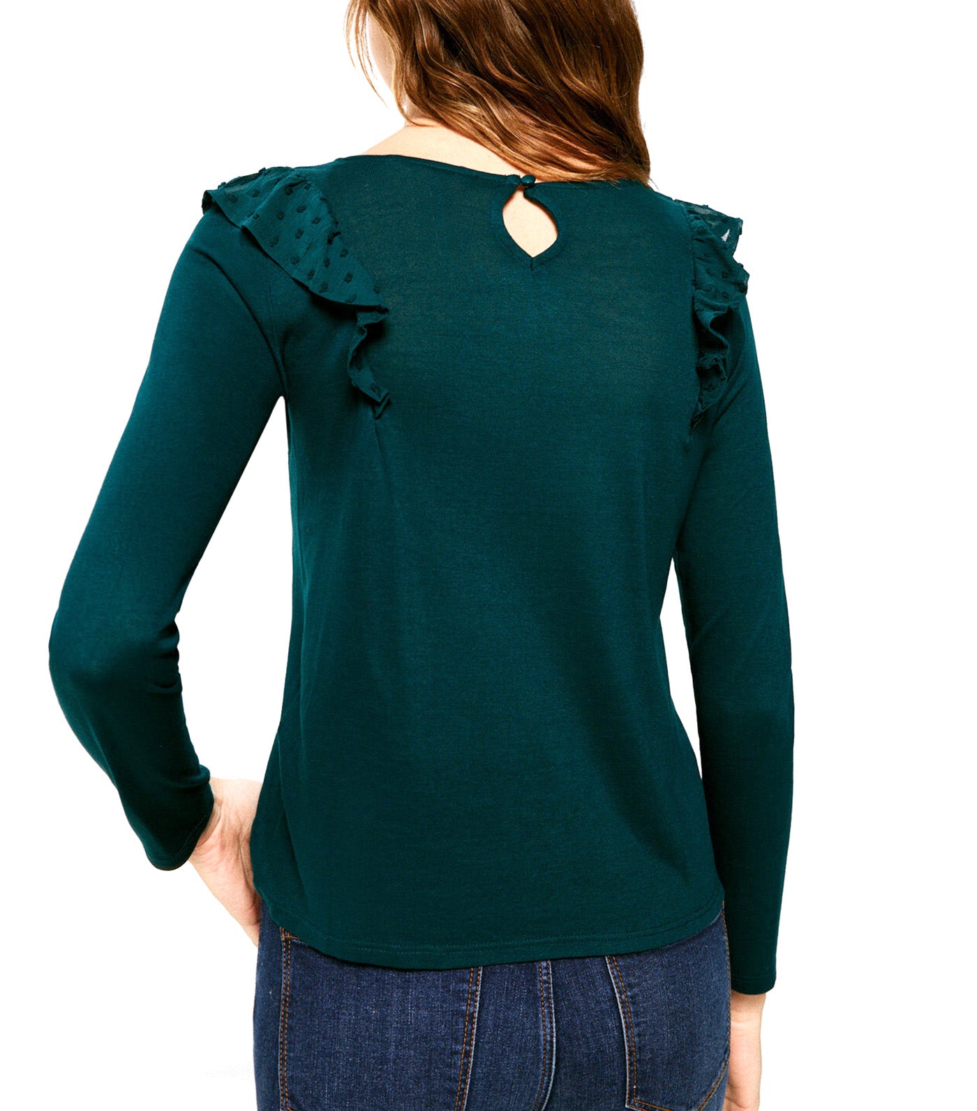 Plumeti Ruffle Shoulder T-Shirt Green