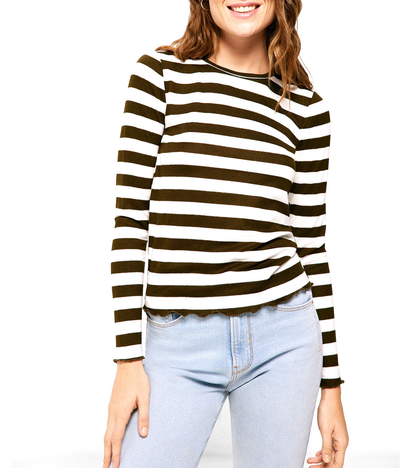 T-Shirt With Wavy Details Stripe