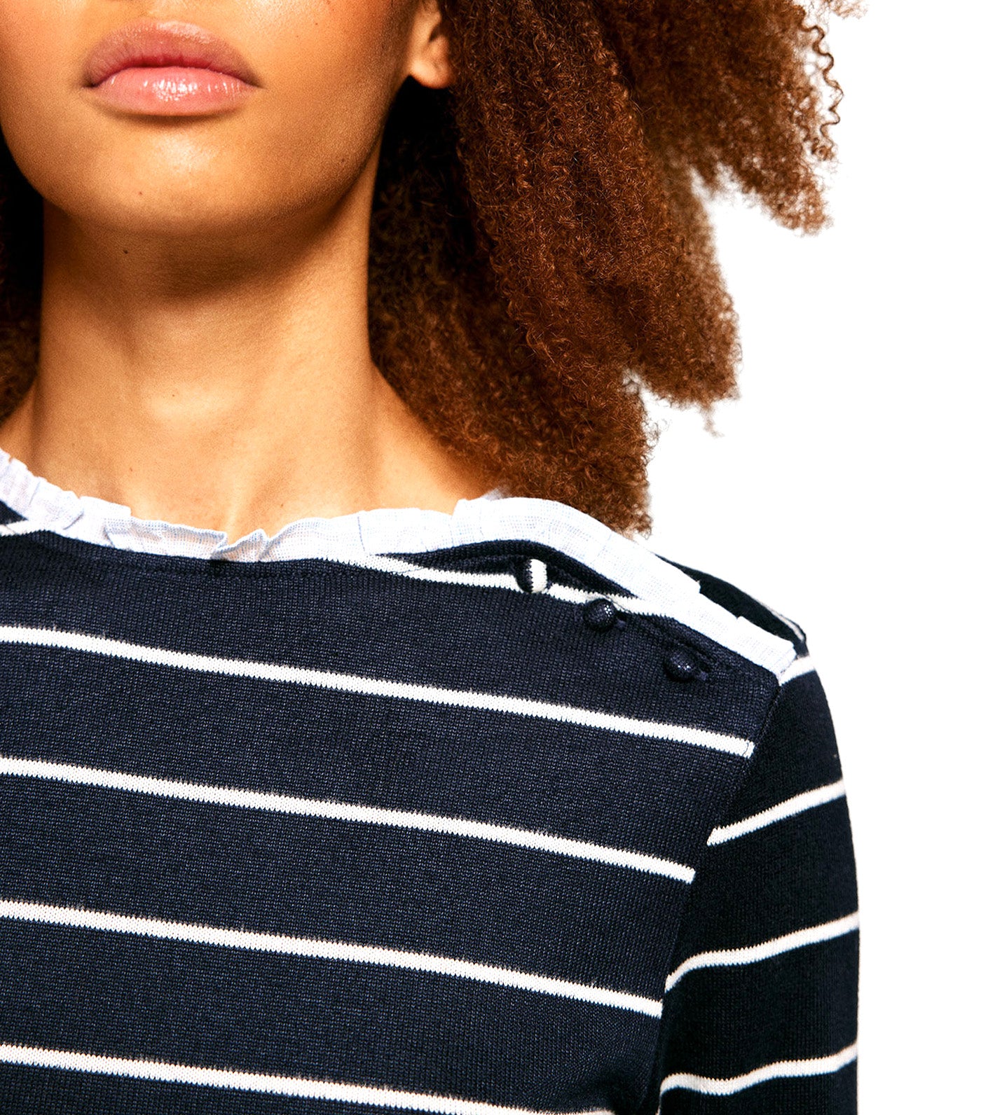 Mini Ruffle Neck T-Shirt Stripe