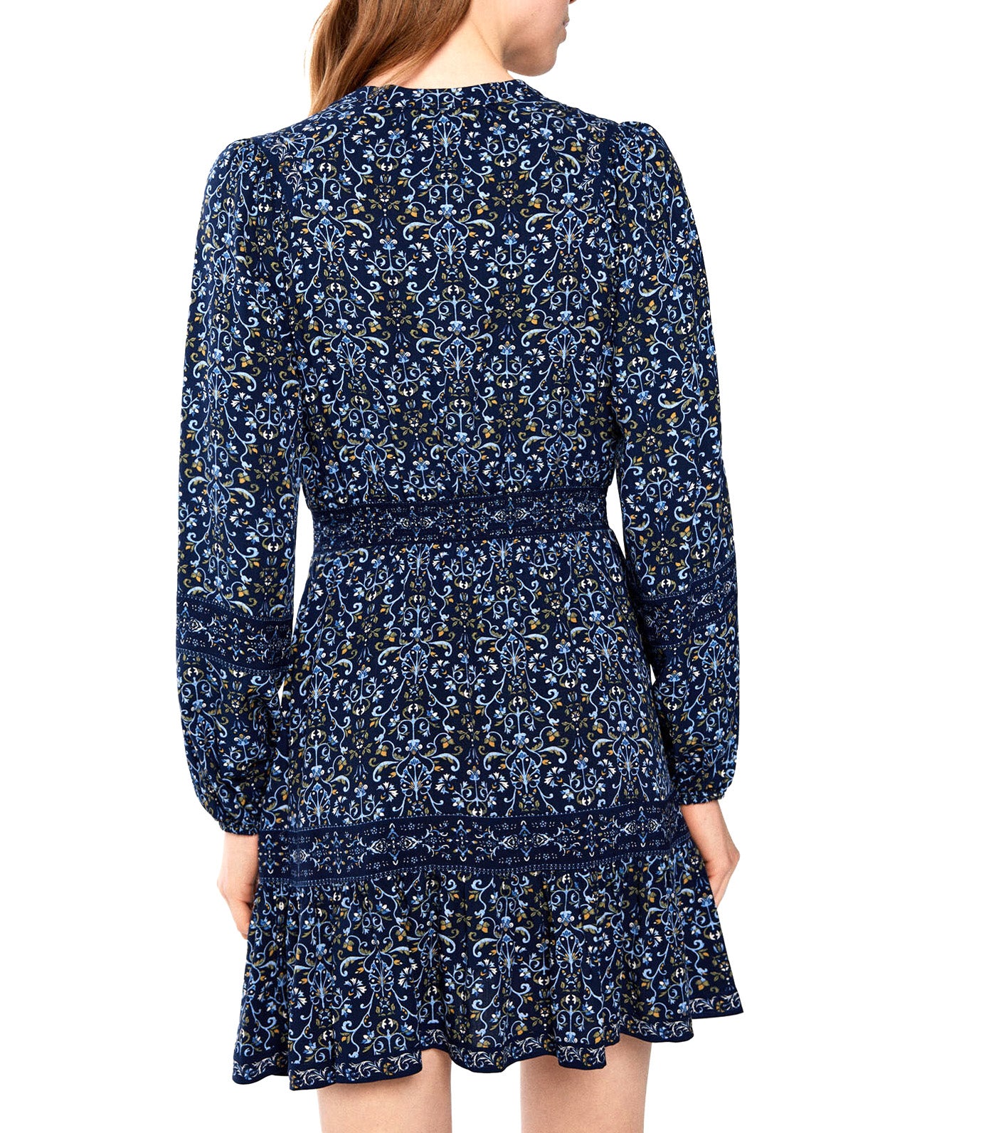 Short Dress With Borders Dark Blue