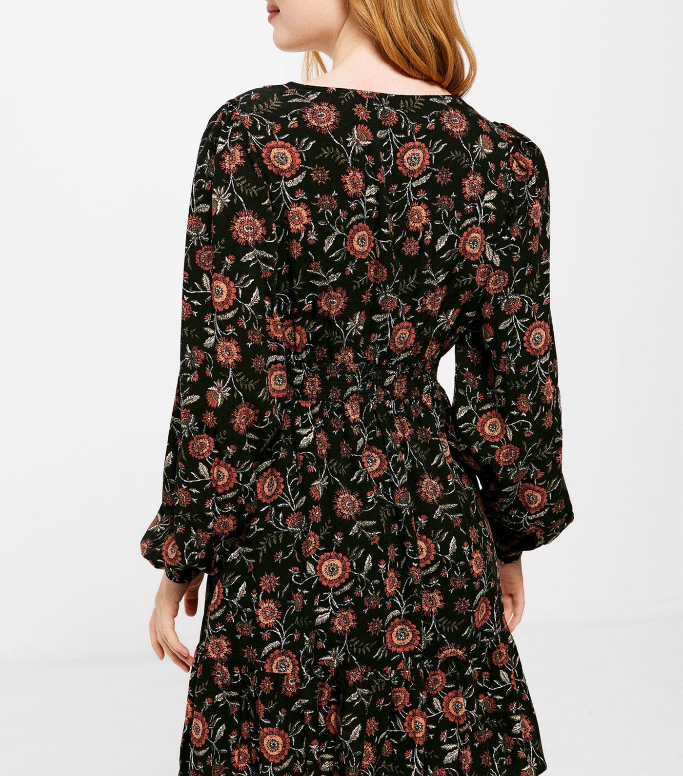 Short Printed Lace Neckline Dress Multi