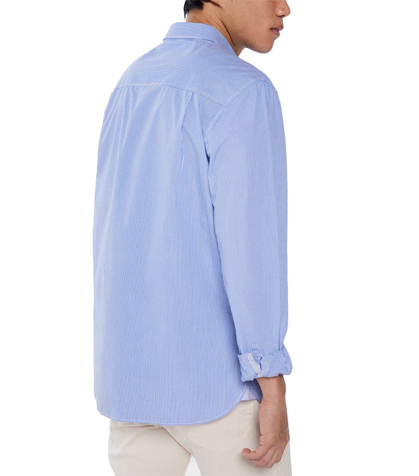 Washed Striped Polo Shirt Dark Blue