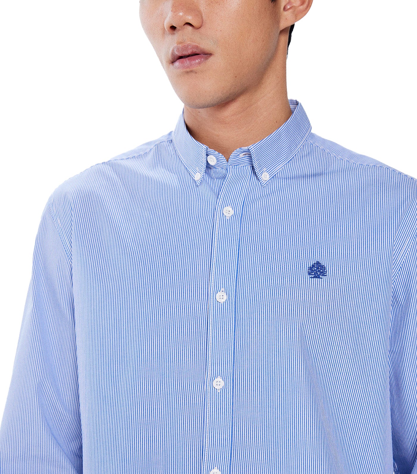 Washed Striped Polo Shirt Dark Blue