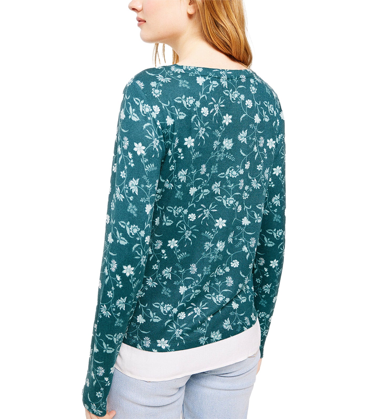 Bi-Material Printed Cut Knit T-Shirt Green