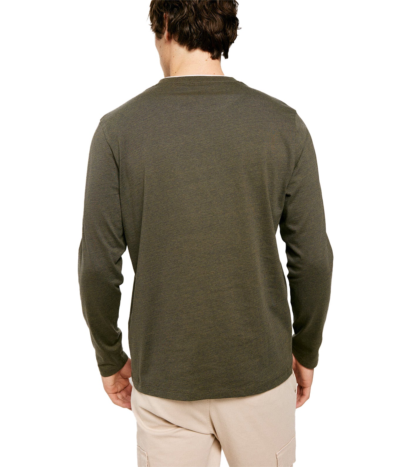 Double Microstripe Long Sleeve T-Shirt Khaki