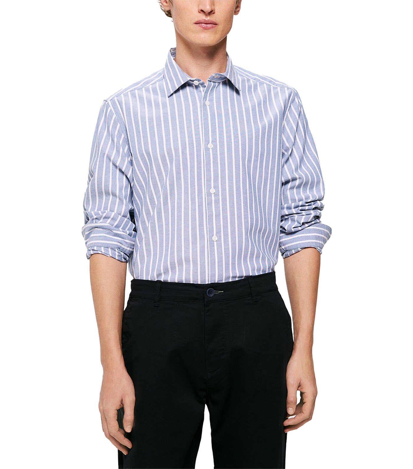 Striped Pinpoint Shirt Light Blue