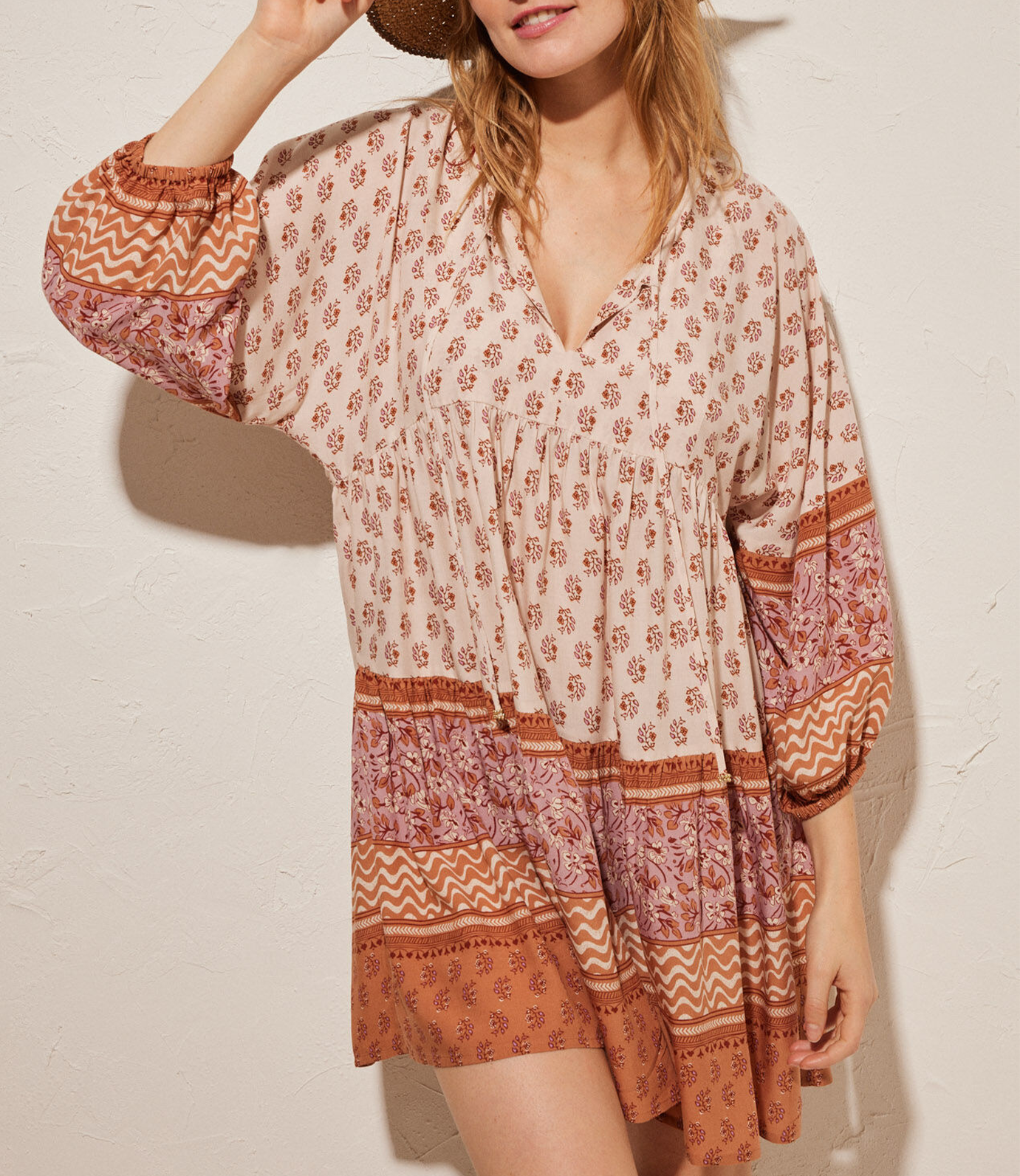 Short Pink Printed Dress