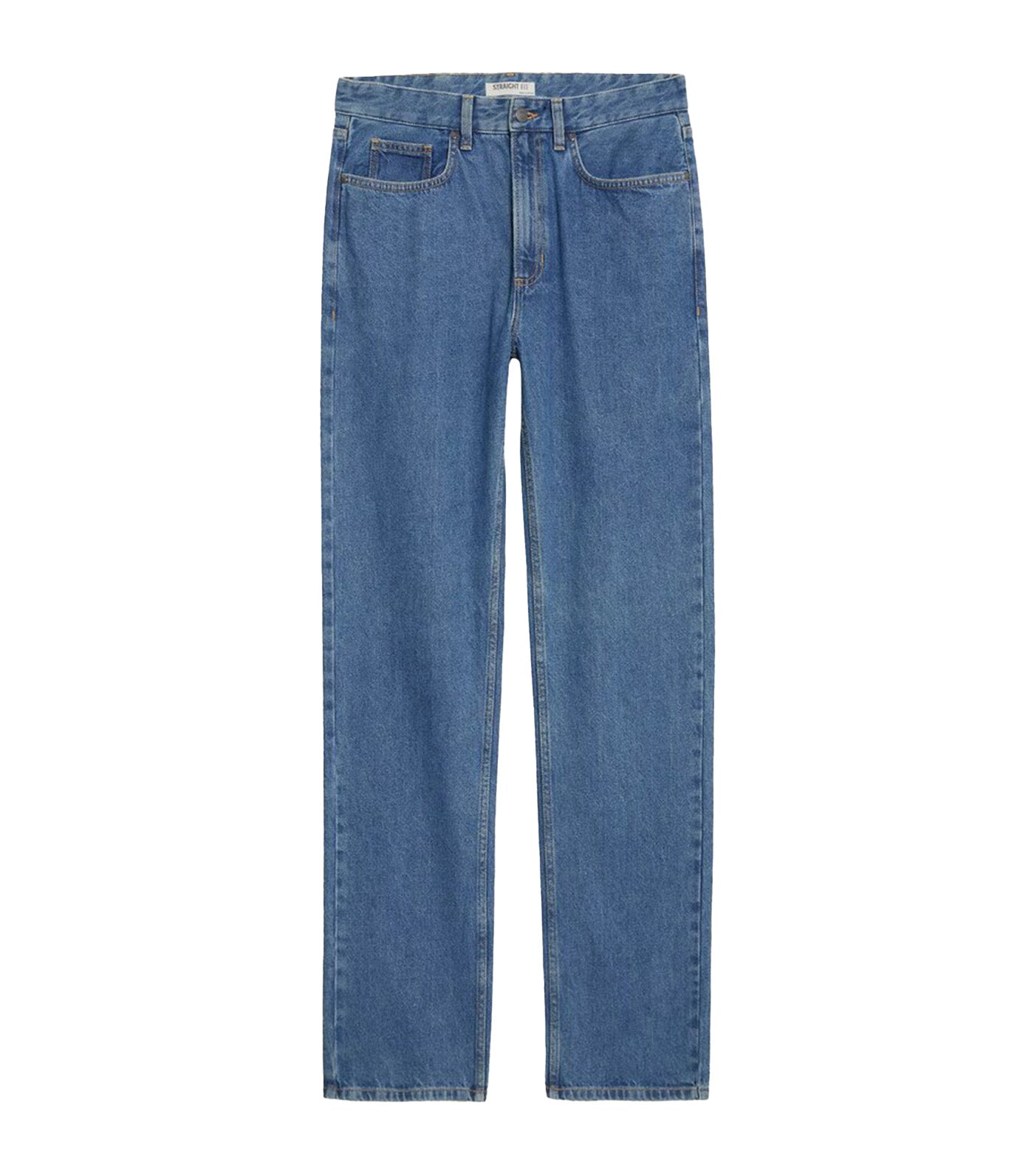 Straight Fit Pure Cotton Jeans Medium Blue